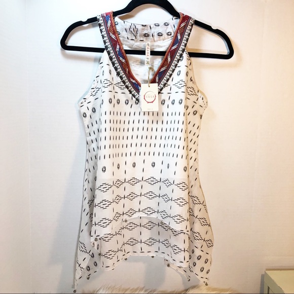 RAGA Tops - RAGA Embroilered Neckline Sleeveless Top NWT